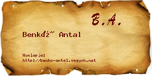 Benkő Antal névjegykártya